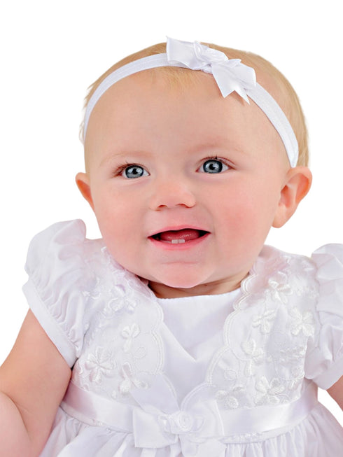 Little Things Mean A Lot Baby Girls White Lace Detail Faye Christening Gown, Sizes NB-24M - SophiasStyle.com